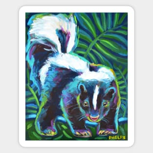 Colorful Skunk Art by Robert Phelps Sticker